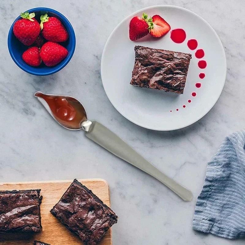 1pc Stainless Steel Sauce Painting Pen Spoon for Western Meals and Desserts Decorate Your Plate with Style Drizzle Spoon Sauce