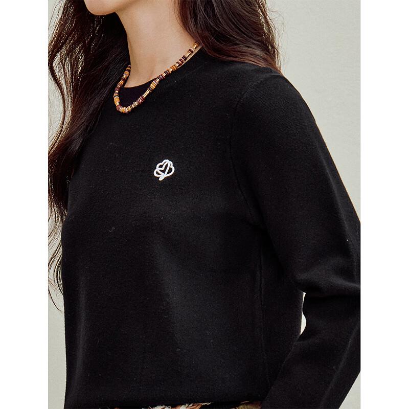 INMAN Women's Terry Loop Embroidered Pullover Sweater