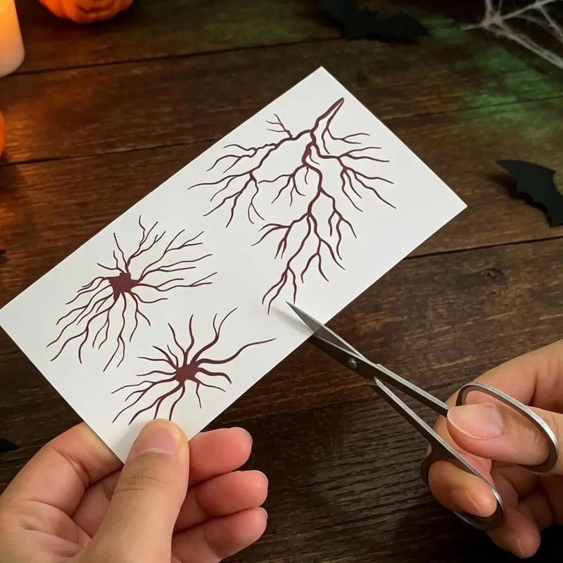 Dočasné tetovací samolepky s žilkováním 10 kusů Vodotěsné Červené Cévnaté Realistické pro Halloween Strašidelný Make-up Cosplay Párty Události