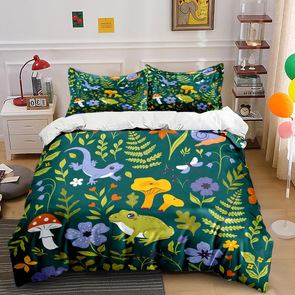 Various Flora Fauna And Patterns Bedding Set For Kids Luxury Gift 3Pcs Digital Print Comforter Set Soft Comfortable Breathable