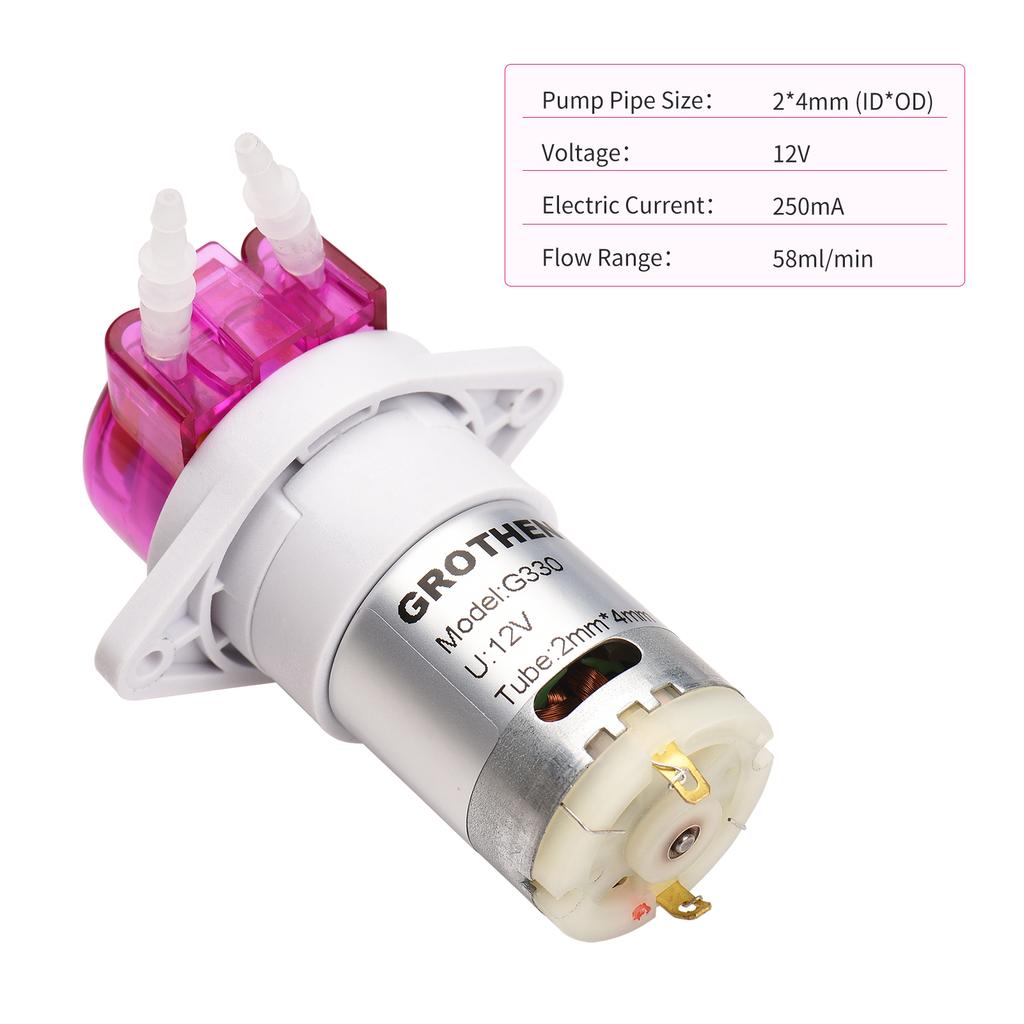 GROTHEN Peristaltic Pump Dosing Pump Mini Pump Liquid Self-priming Water Pump Silicone Tube for Aquarium Tank Lab Chemical Analy