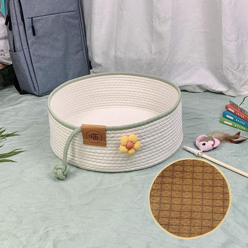 Cat Nest Rattan Summer Cool Nest Cat Nest Universal Cat Scratching Board for All Seasons One-piece Nest Deep Sleep Washable