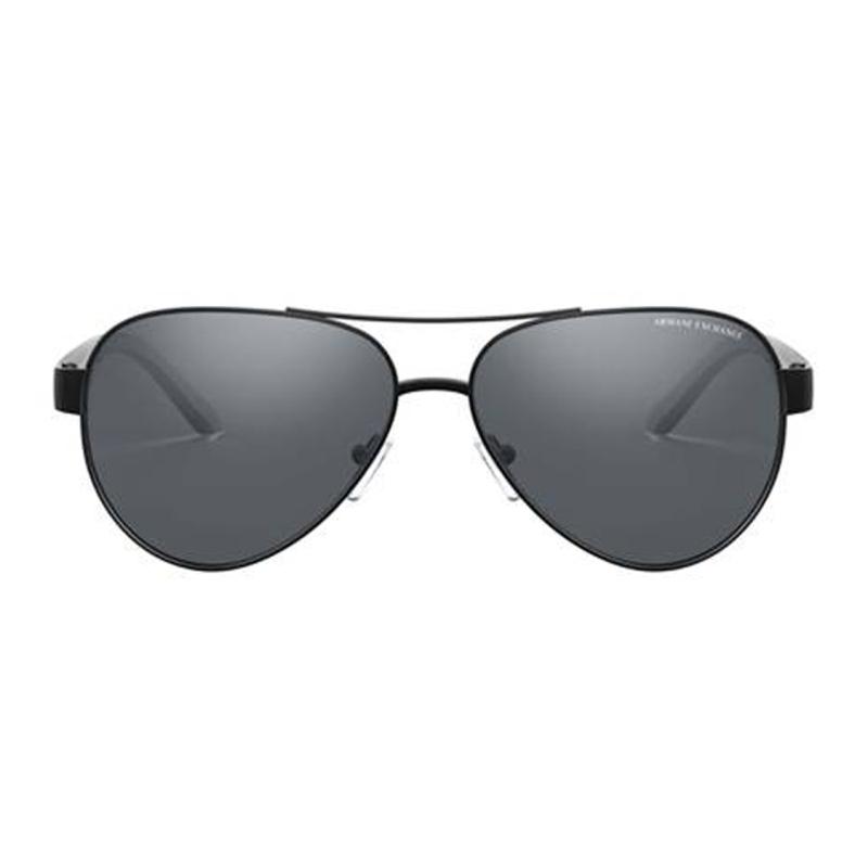 ARMANI EXCHANGE AE Temple Lettering Metal Aviator Sunglasses Men's Black