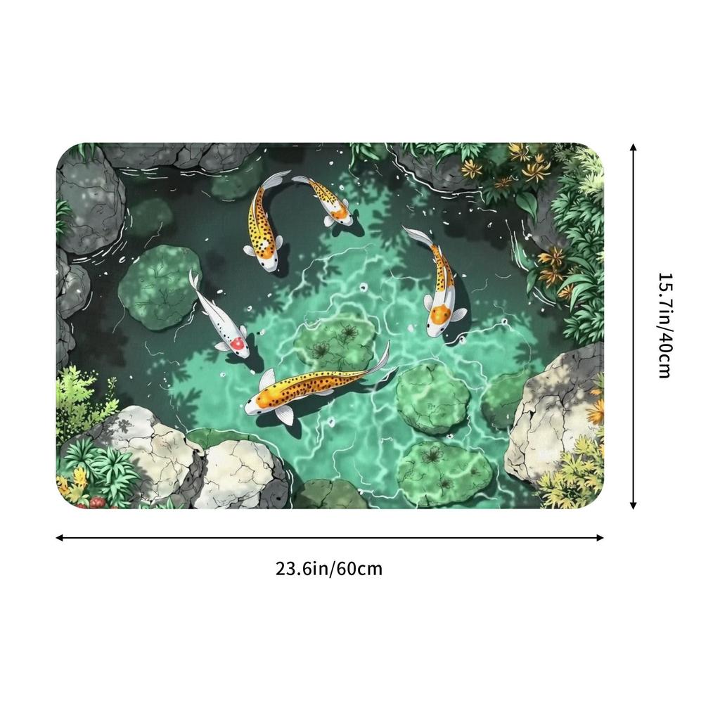Vibrant Koi Fish Doormat Non-Slip Entrance Bathroom Kitchen Door Floor Mats Bedroom Balcony Carpet Rug