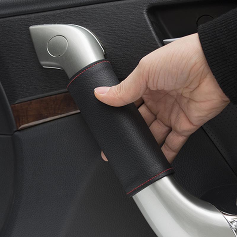 2PCS Car Door Inner Handle PU Leather Cover Door Handle Leather Protective Case Car Styling Interior Upgrades Auto