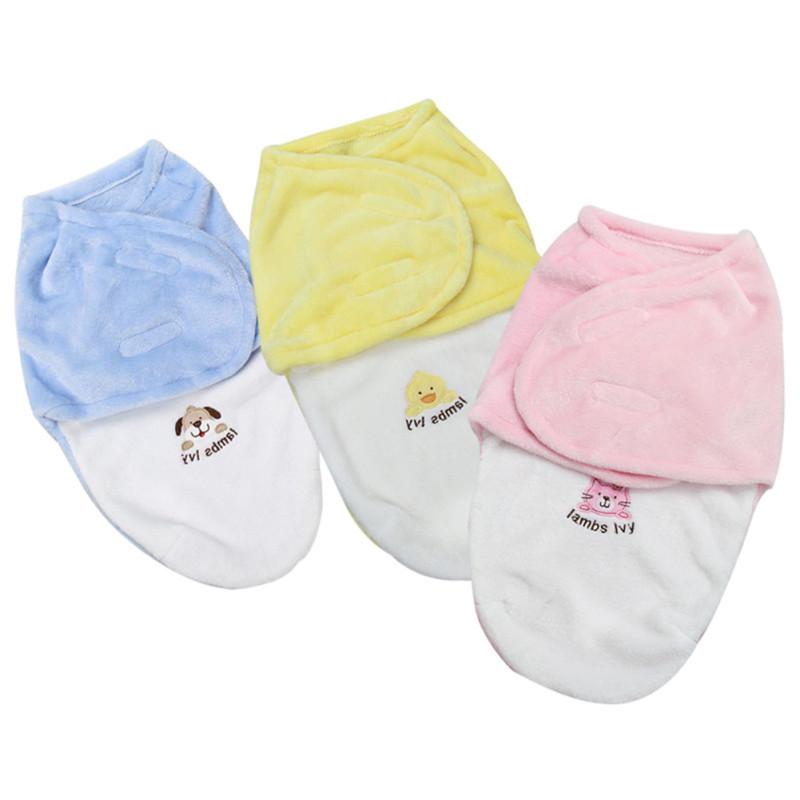 Baby Cartoon haft Flano śpiwór do przewijania dla noworodka z regulowanymi skrzydłami