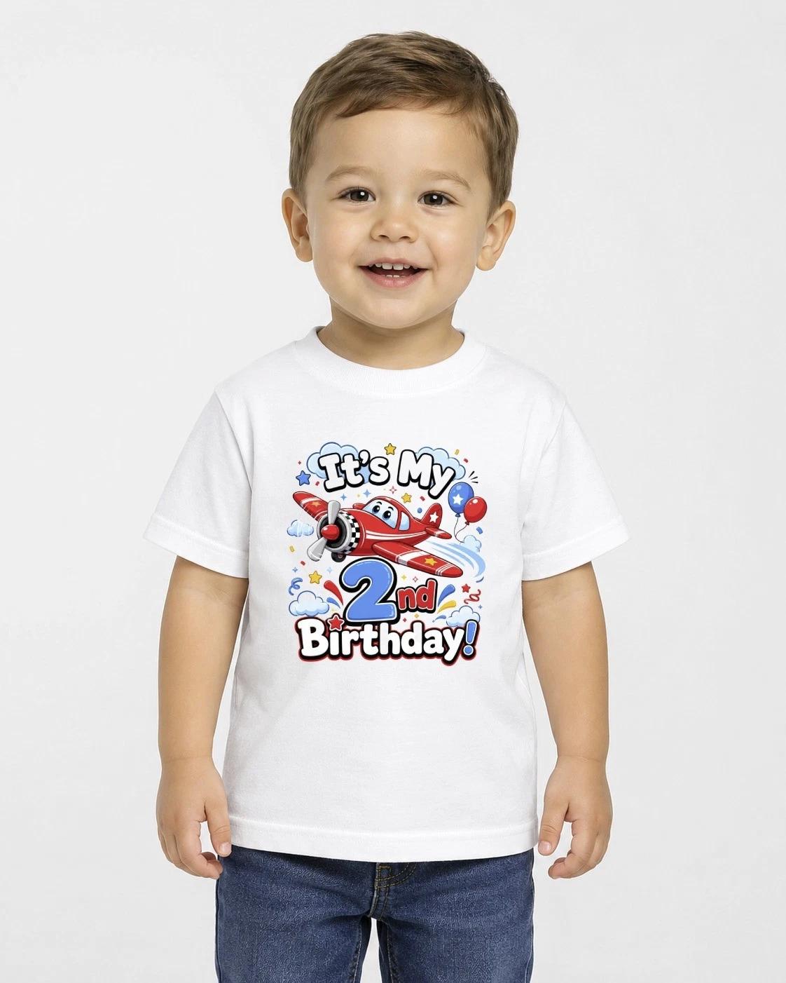 Boys 2nd Birthday Children s Children s Children s T Children s T-shirt Plane Aeroplane Tee Age Two Party Outfit Gift 110