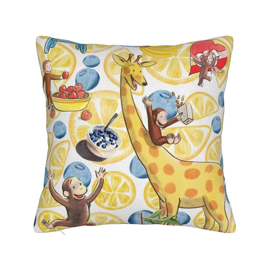 Decorative Pillow Covers Curious George African Monkey  Stuff Car  Pillow Case Cover Zipper MultiSize