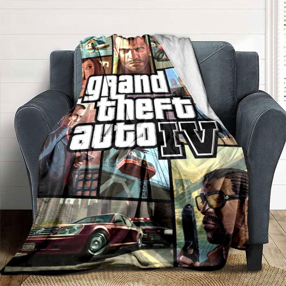 1pc Grand Theft Auto Soft Flannel Blanket with Designer Print A cozy blanket for all seasons, perfect for the couch, bed, office