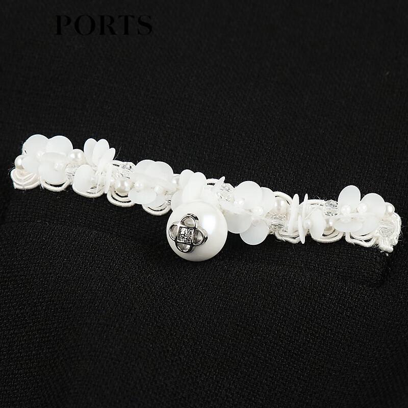 PORTS Women's 2025 Autumn Contrast Edge Acetate Blend Midi Dress