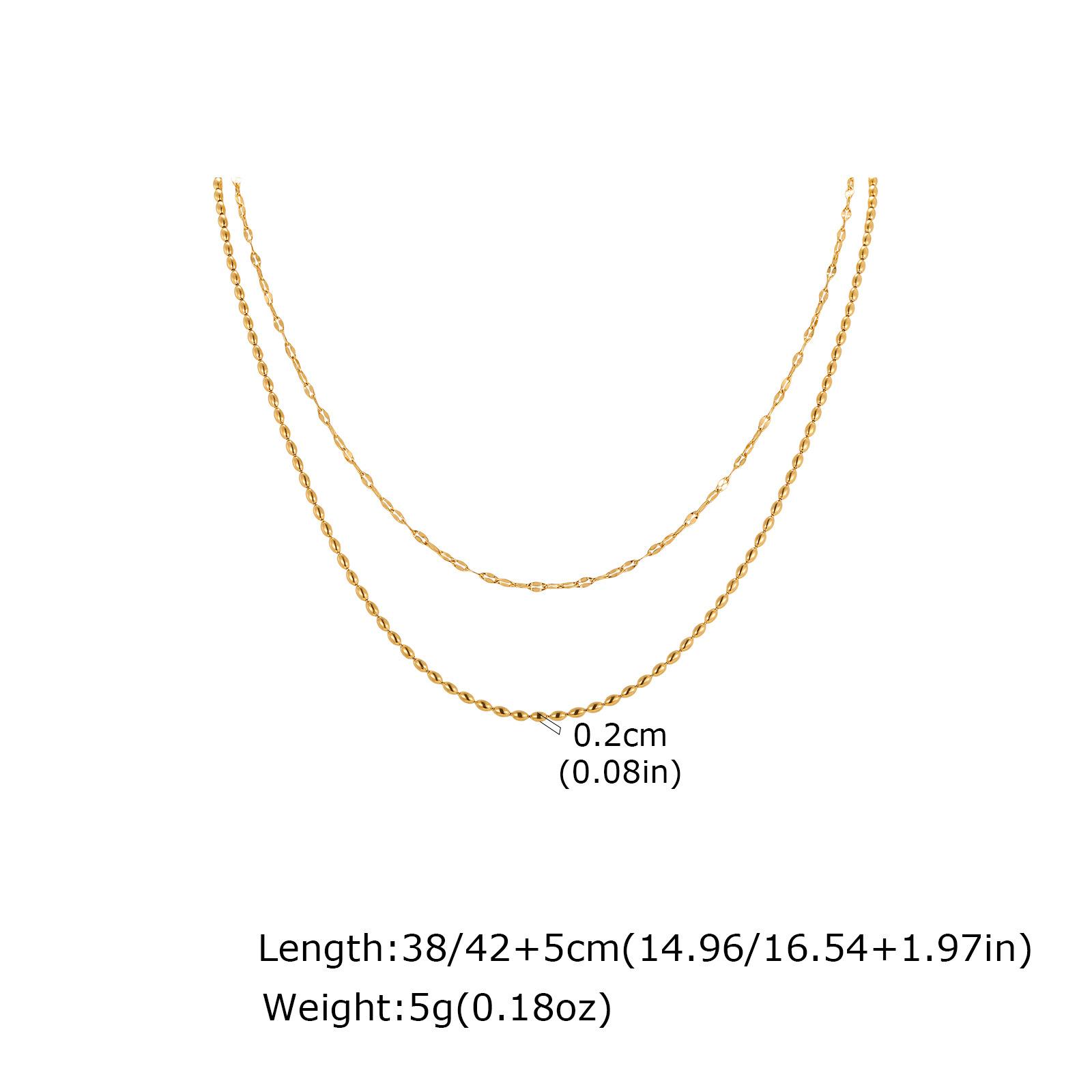 

Ladies Double Stacked Wear Wind, 18K Gold Plated Stainless Steel Lip Chain Olive Bead Chain Double Necklace Nc-2548 золотой