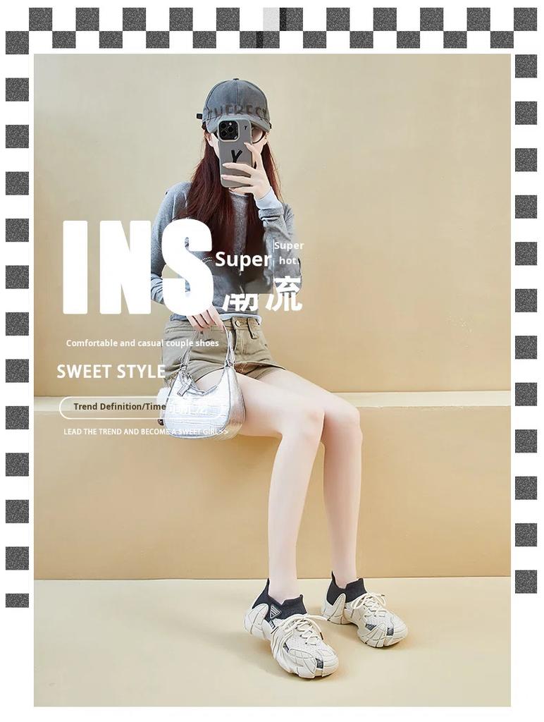 Ins Koreanisches Paar Runde Spitze Fliegen Gestrickte Gummischuhe Herbst Neue Studenten Sportschuhe Laufen Freizeit