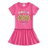 Sommer Cartoon Raglan Colorblock Kleid: Süßes Mädchen-Kleid mit Faltenrock und Rüschen