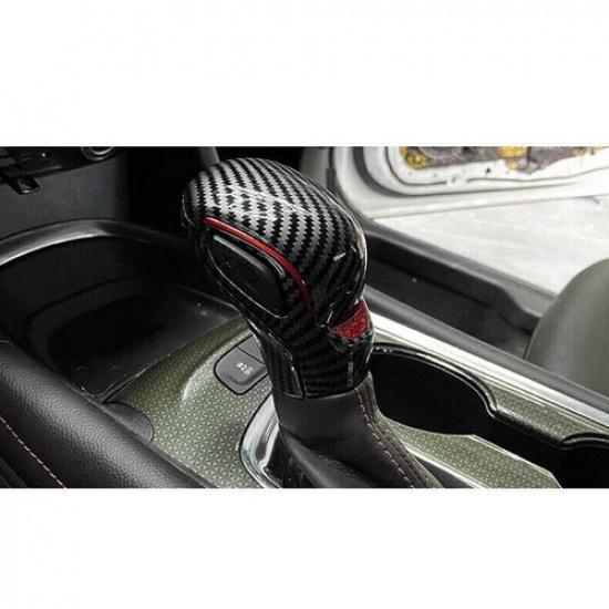 2Pcs For Chevrolet Equinox -2024 Carbon Fiber ABS Gear Shift Knob Cover Trim
