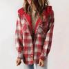Fall Winter Women's Plaid Jacket Long Sleeve Hooded Cozy Coat with Pockets