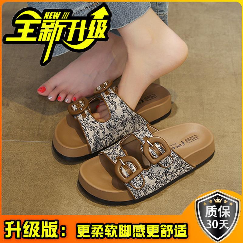 Belt buckle slippers girls summer retro outer wear thick-soled beach slippers national style comfortable casual breathable sandals