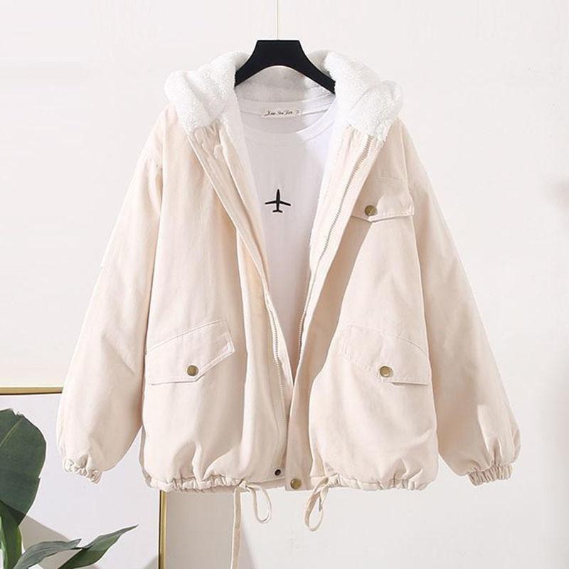 Biyaby Oversized bomullshettejakker for kvinner Vinter Kawaii Løse parkaser for kvinne Casual fortykket varm jakke dame