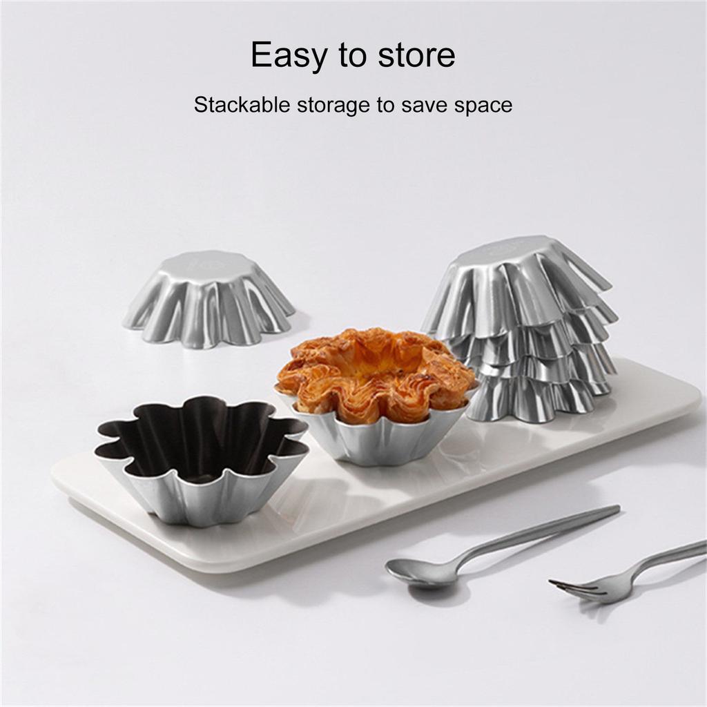 4Pcs Eggs Tart Molds Tiny Pie Tartlets Dessert Molds Aluminium Small Tart Pans Small Cupcakes Molds Bakings Cups