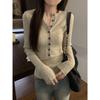 Women's Slim Fit Long Sleeve Knit Top with Half-Open Collar - 2025 Autumn/Winter Trend