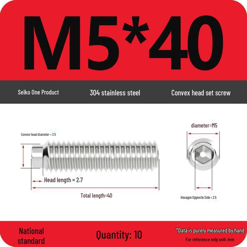 304 Stainless Steel Cup Point Grub Screw - Sizes M3 To M10