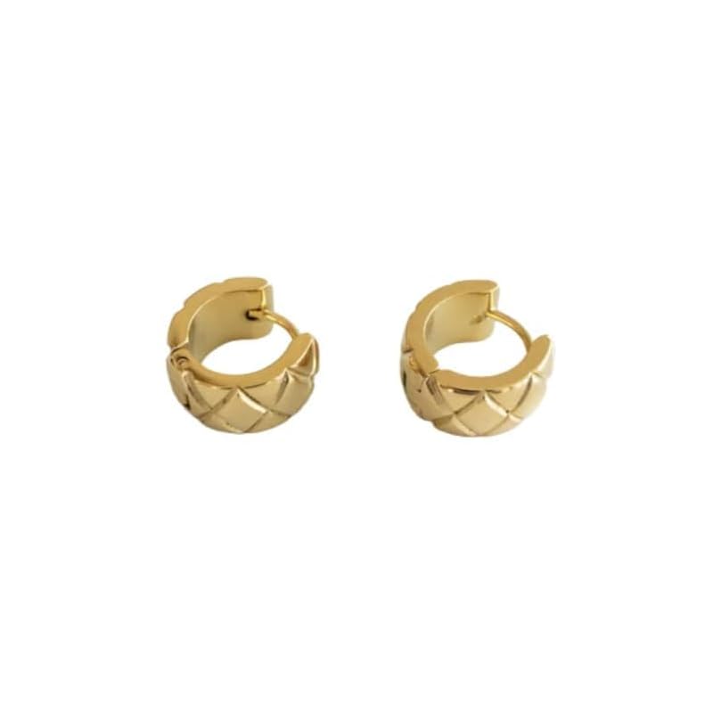 

[AJIRO ACCESSORY]P325 (Gold) surgical stainless steel gold quilting hoop catchless No need to catch stainless earrings Popularity ast0275