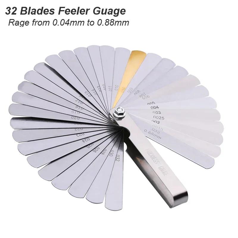 Набор щупов из 32 шт. из нержавеющей стали, измерительный инструмент 0.001-0.04  0.03-1.00мм, щуп, инструмент для ремонта мотоциклетных шин