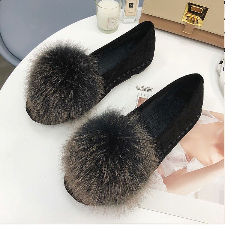Mao Mao Schuhe Damen 2025 Herbst und Winter neu Oberbekleidung Koreanische Version Doudou Schuhe Damen Samt Damenschuhe Flachboden Vielseitig Umstandsschu