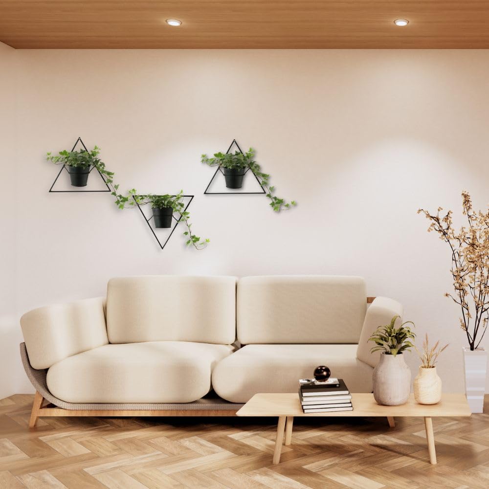 Kawabata Trading Wall Decor, Wall-Mounted Planter, Size 3 Pot, Iron, Modern, Stylish, Black, Entryway, Living Room, Interior Decor, Flower Pot