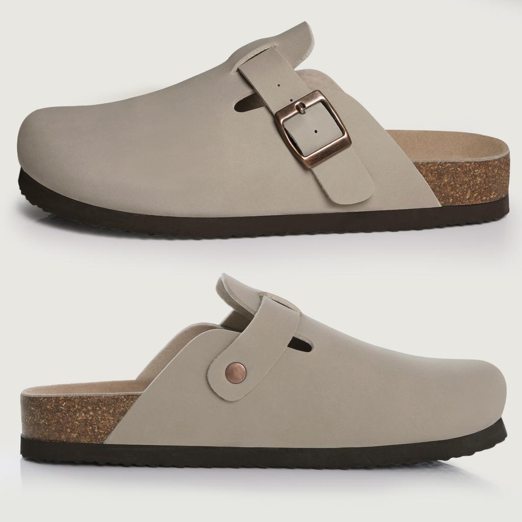 fashion Shevalues New Fashion Men's Leather Clogs Slippers Classic Cork Slippers Women Clogs Mules Outdoor Beach Sandals Casual Slides
