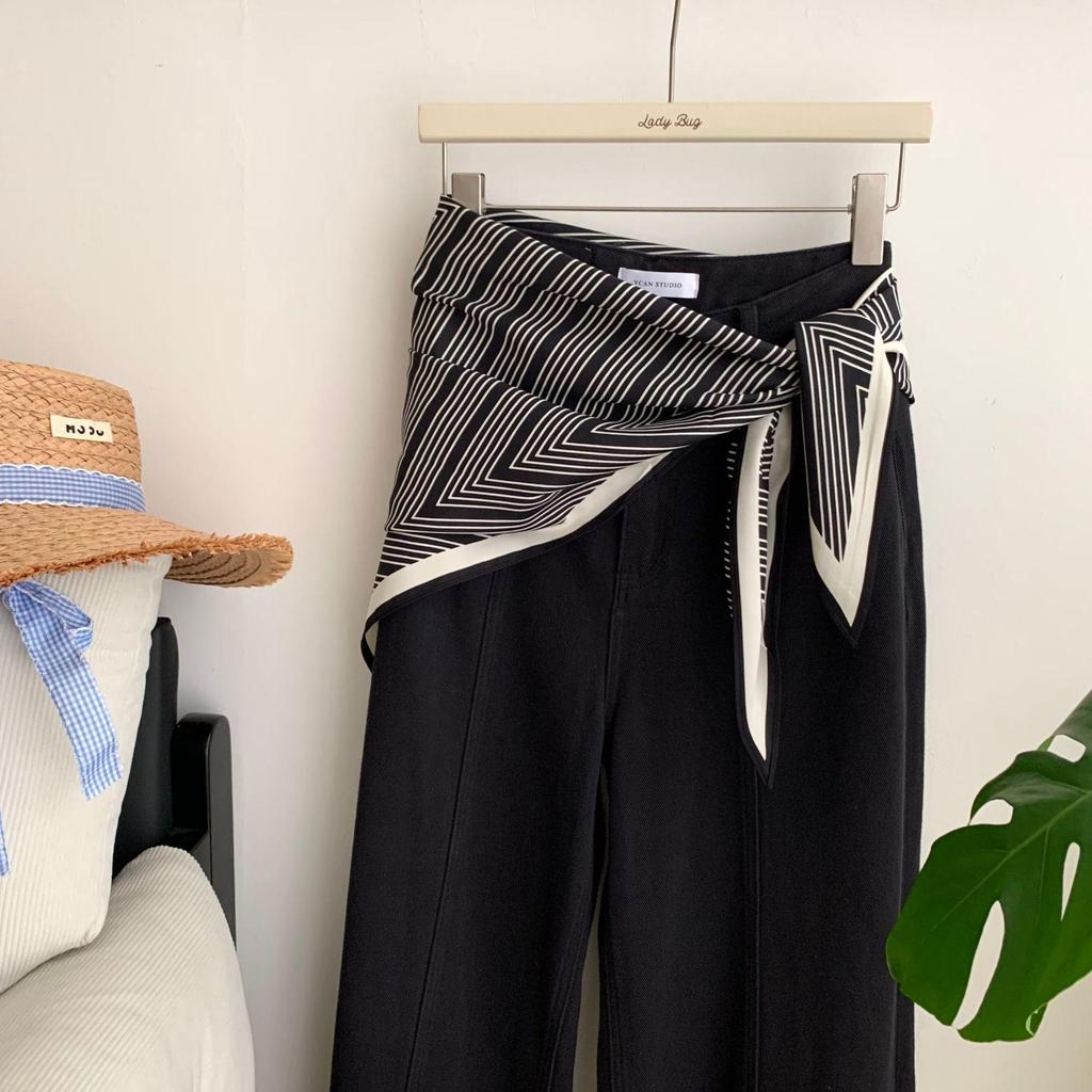 Korean Cashew Flower Triangular Scarf: Women's Layered Accessory Waist Belt Decoration