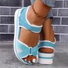 New Women's Flat Thick Sole Beach Sandals Magic Tape Adjustable Casual Summer Shoes