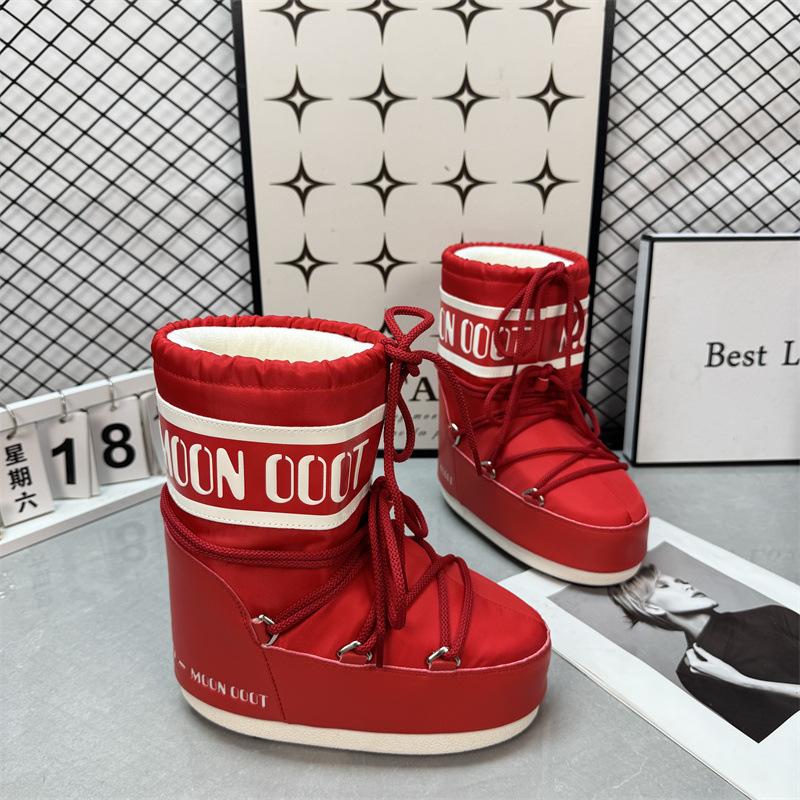 Waterproof version of moon snow boots women's winter new medium and high tube lace-up cotton shoes non-slip warm ski shoes