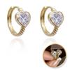Earrings Stainless Steel Plated 14K Gold Zirconia Hearts Women's