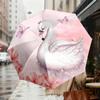 1pc Swan Princess Automatic Folding Umbrella, Heavy Duty 8 Rib Iron Frame,  Suitable for Travel, Daily Use, Birthday, Decor Gift m0104027
