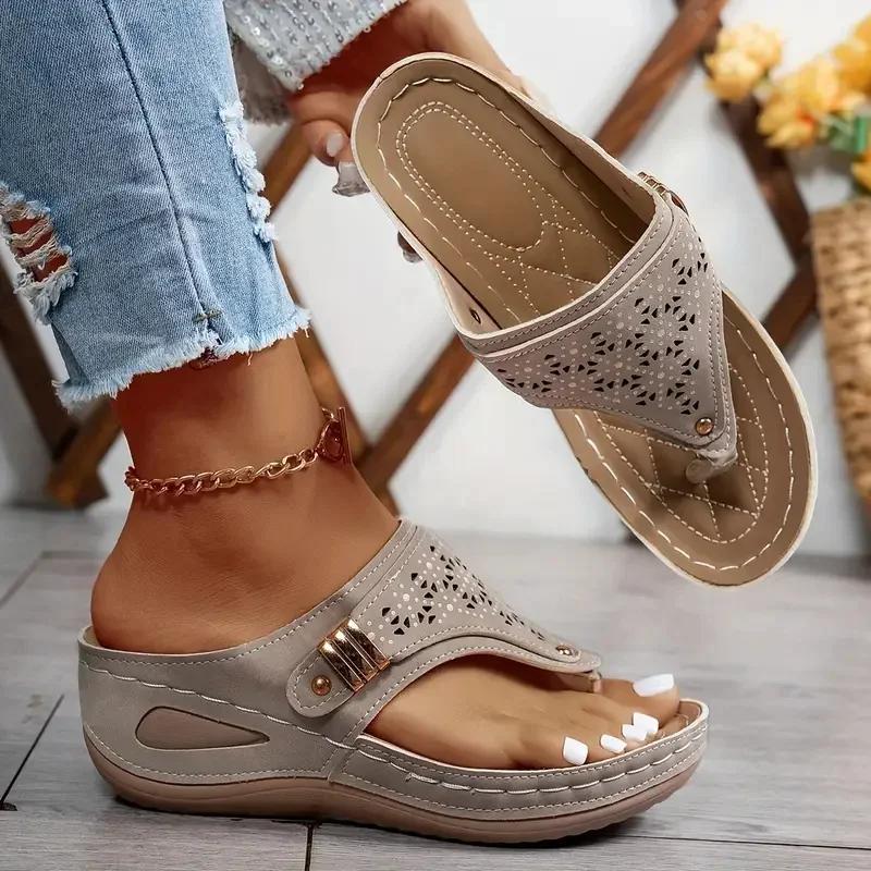 Summer Women Wedge Sandals Open Toe Outdoor Flip Flops Casual Designer Shoes Slip on Platform Sandals Slides Women