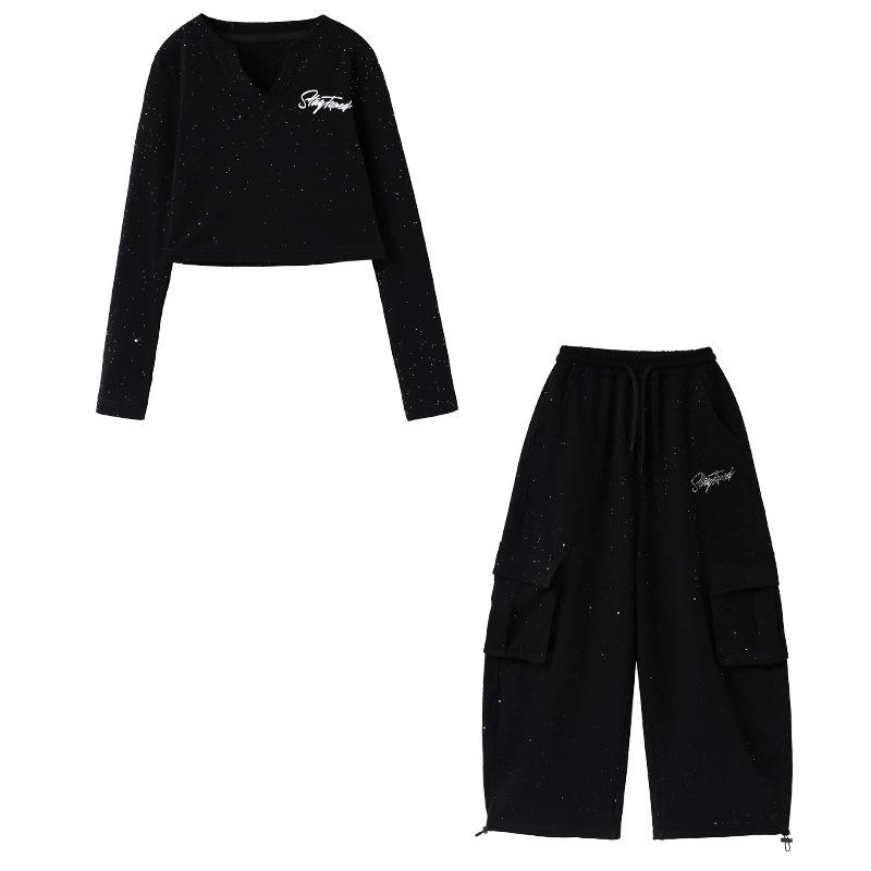 Children's jazz, jazz dance costumes, girls' performance costumes, autumn trendy and trendy navel dance performance clothes