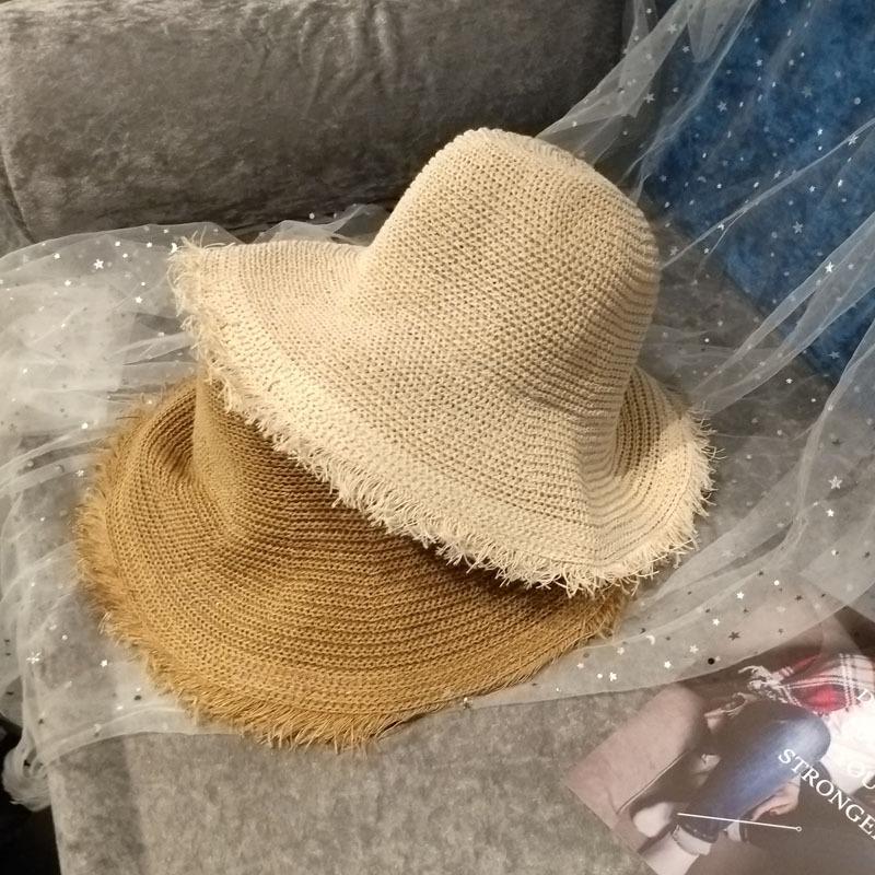 Internet Celebrity Hat Lady Big Eaves Burr Breathable Straw Hat Summer Sunshade Sunscreen Bucket Hat Beach Hat