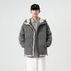 Cotton Clothing Men's Winter Large Size Hooded Stripe Loose Thickened Cotton Jacket Warm and Casual Cotton Jacket