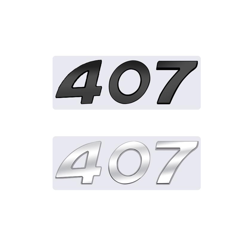 3D Glossy Black Chrome Silver Metal Logo Emblem Badge Decal Car Sticker for Peugeot 407 Car Accessories NBE3