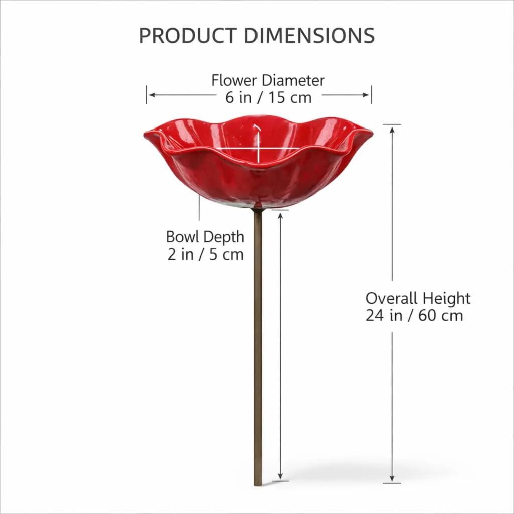 2026 New Handmade Metal Flower Garden Stake, Bee Watering Station, Bee Bath for Garden Metal Bee Water Feeder with Flower Design, Colorful Butterfly