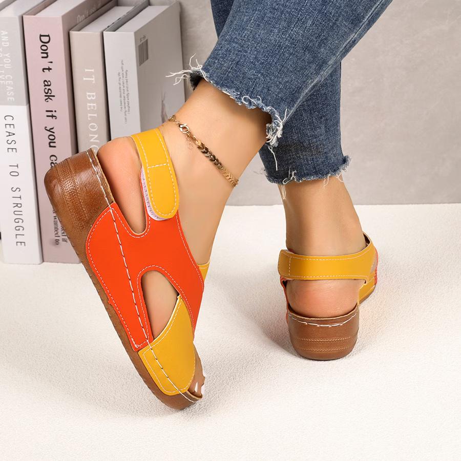 Women's Color Block Thick-Soled Sandals, Versatile Open-Toe Classic Summer Shoes, Women Shoes