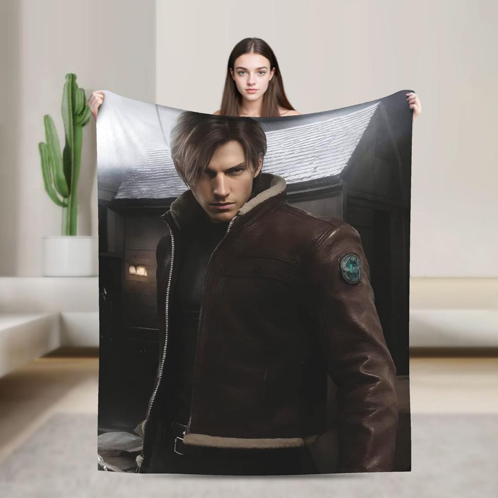 Leon Kennedy Resident Evils Blanket Quality Soft Warm Bedding Throws Spring Children Living Room Graphic Bedspread