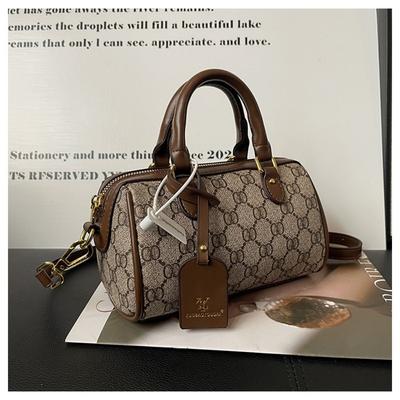 New Women's Retro Print Crossbody Bag for Commuting,single Shoulder Bag, Black and Coffee Color PU Leather Clutch Bag,pillow Bag