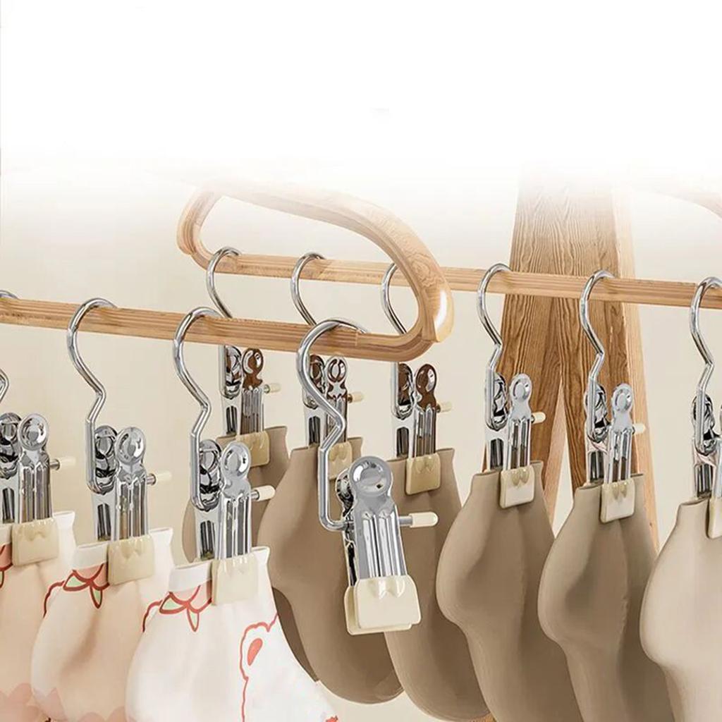 Set of 10pcs Durable Clips Bag Hanger Pants Hooks Stainless Steel Garment Clips for Travel and Home Clothing Storage