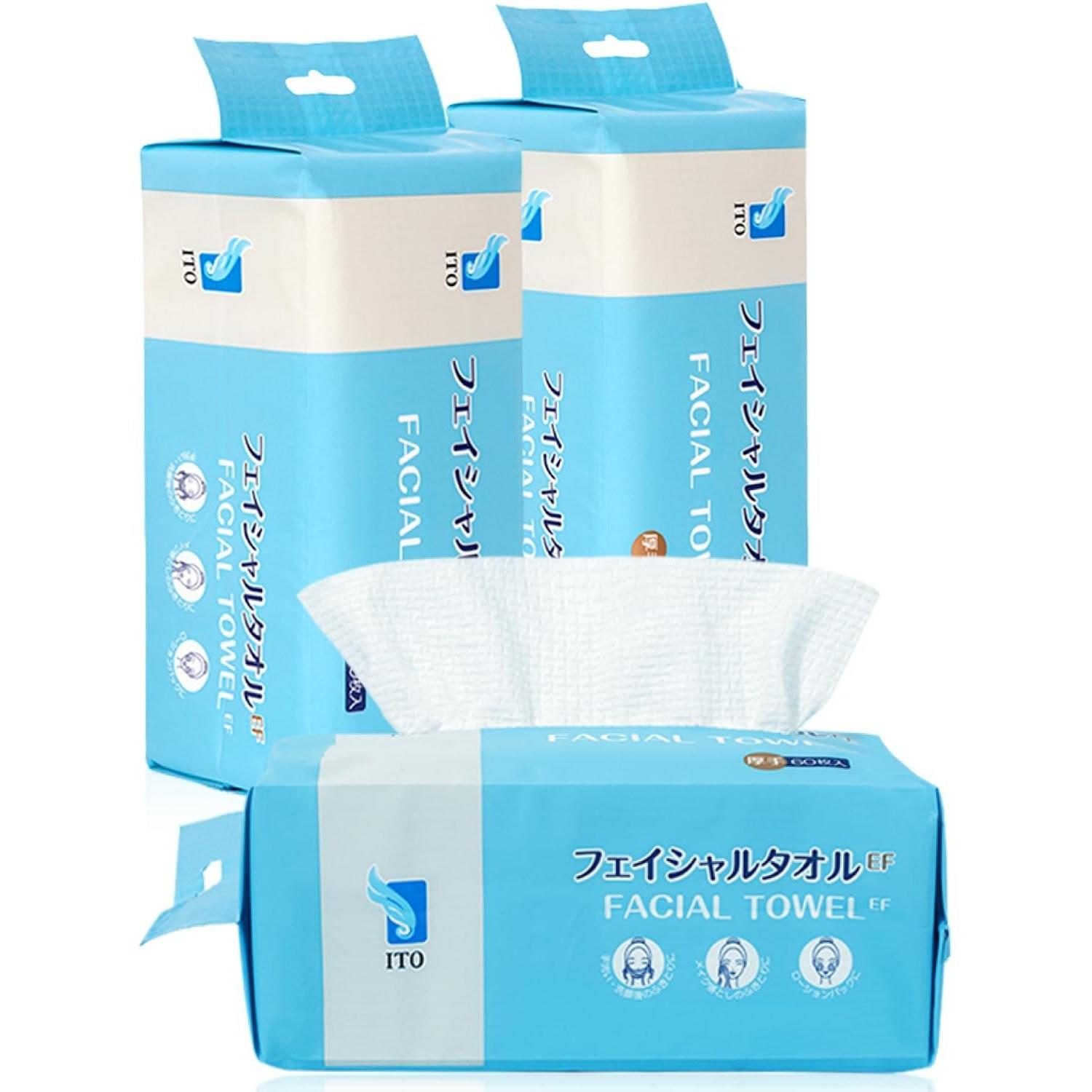 

ITO Facial Towel EF Set 3 Ultra AbsorbentFluffy Thick OEKO-TEX Certified Original Fabric Cleansing Washing Face Care Disposable Cotton Puff Skincare