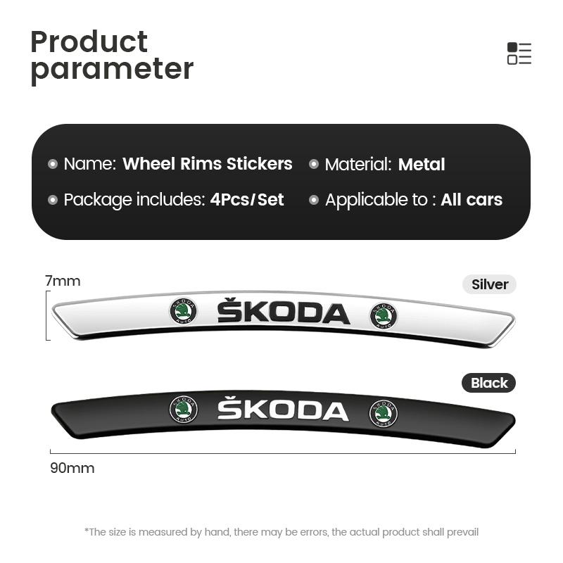 AAABO1 Car Wheel Hub Edge Sticker Emblem Decoration For Skoda Octavia Fabia Rapid Superb Kodiaq Scala Karoq Citigo Kamiq Accessories
