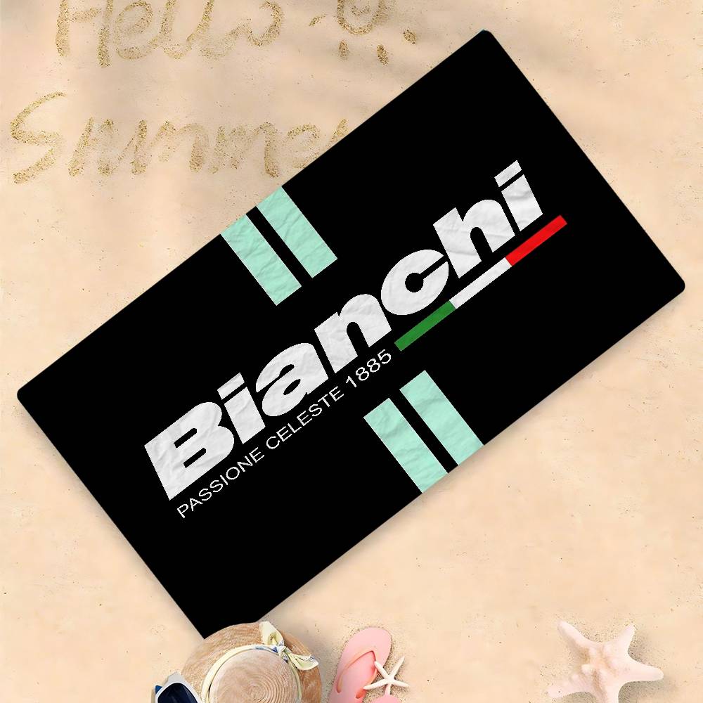 B-bianchi-S Bicycle Logo Microfiber Blanket Quick Drying Beach Towels Oversized Printing Super Absorbent Pool Towel Blanket