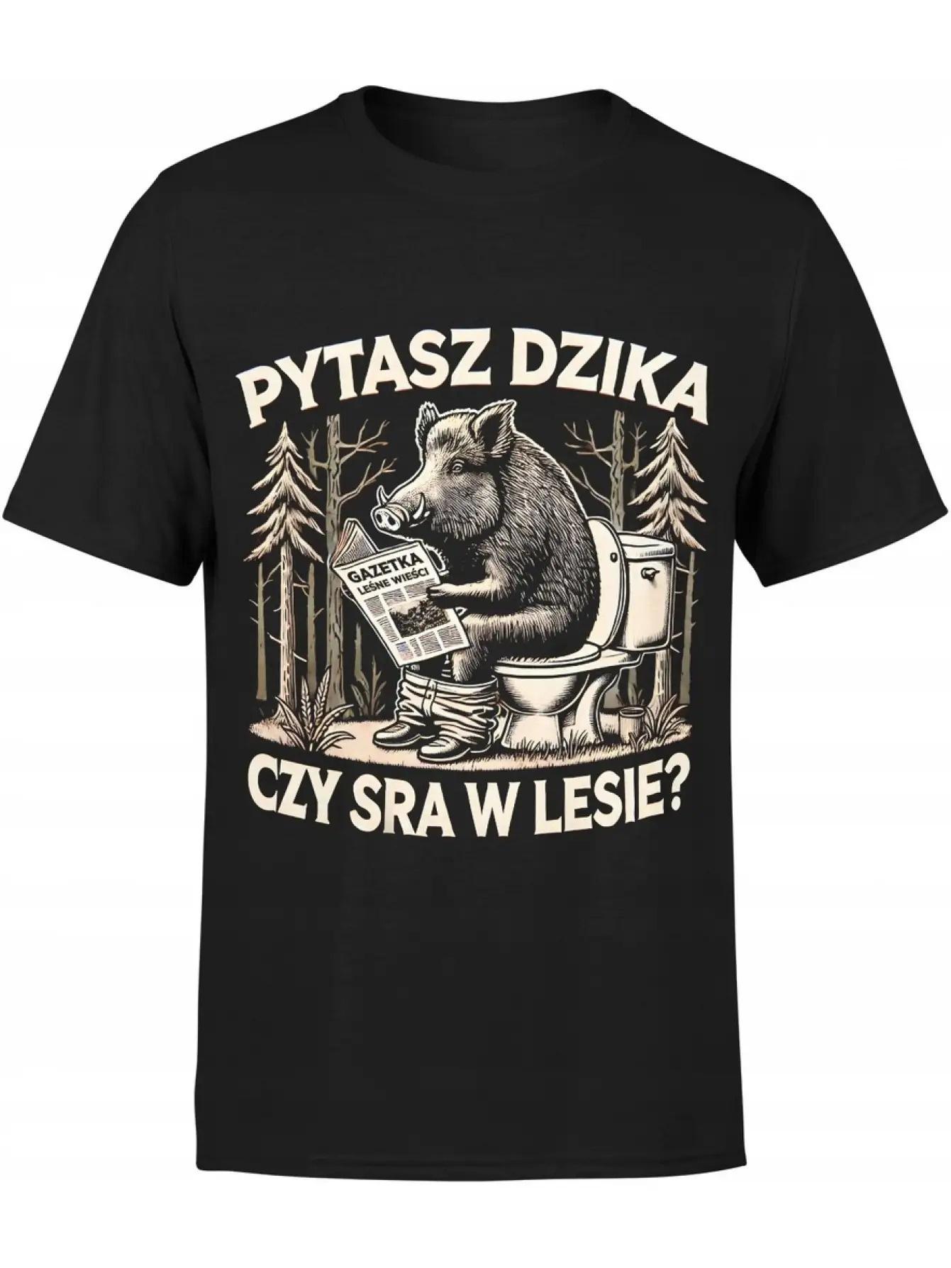 Men S Wild Boar And Polish Slogan Print T-Shirt - a Humorous Forest Design XXXXL