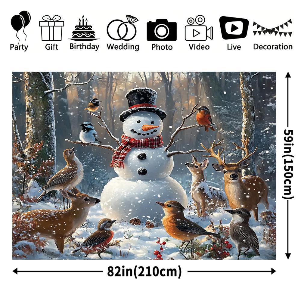 1Pcs Snowman Bunny Winter Scene Decoration Background Christmas Backdrop Decorations For Photo Studio Photo Booth Party