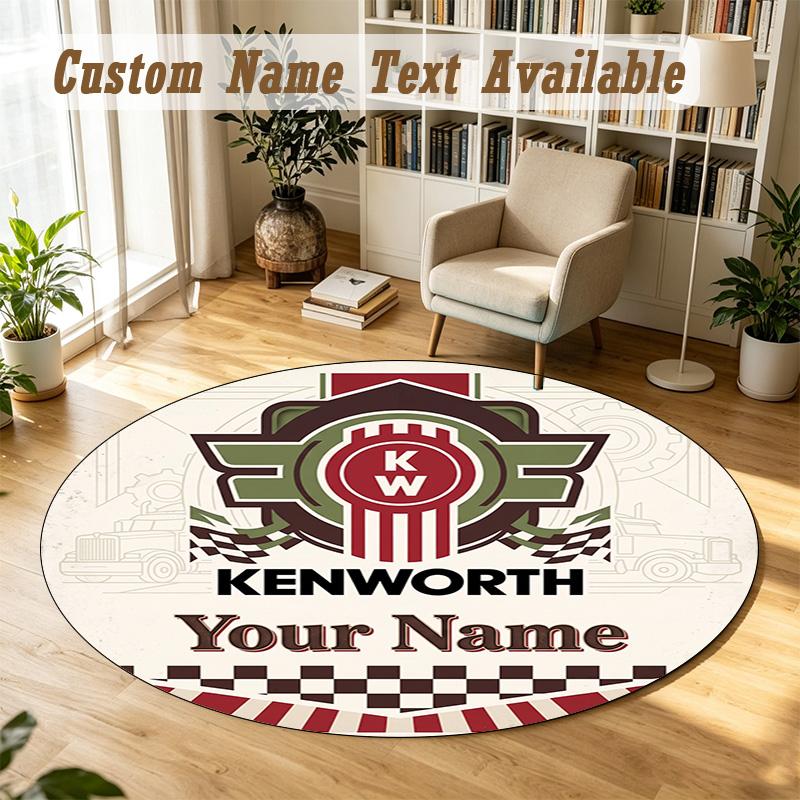 Round Rug Custom NameKenworth Pattern Non Slip Carpet Home Floor Decor